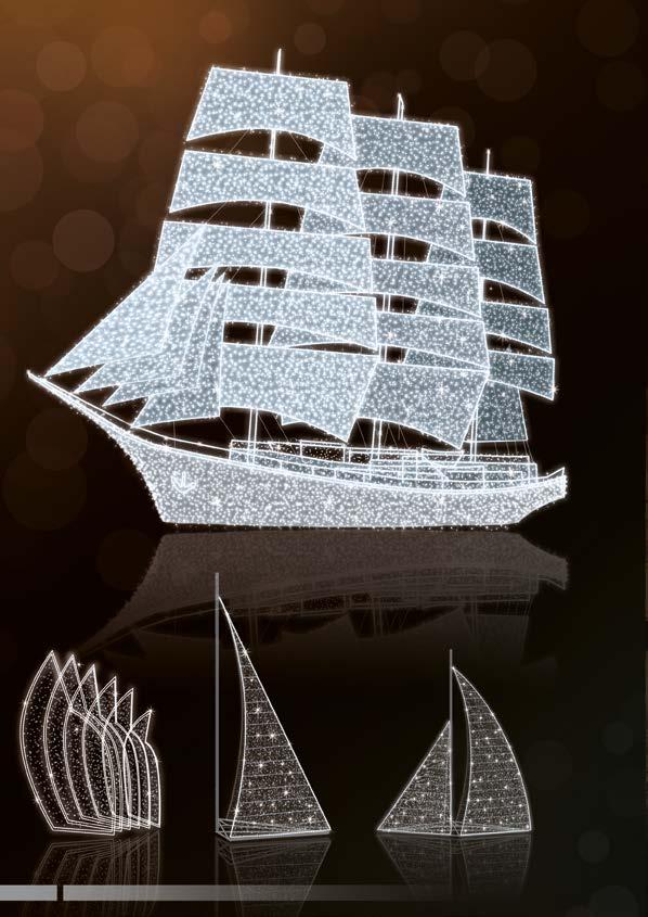 DEKORACJE 3D ŻAGLOWIEC, ŻAGLE ILUMINACJE ŚWIETLNE POL-2927 1000x1200 cm LED5000W