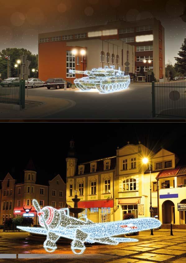 DEKORACJE 3D CZOŁG, SAMOLOT ILUMINACJE ŚWIETLNE DOSTĘPNE KOLORY LED biały zimny, biały ciepły,