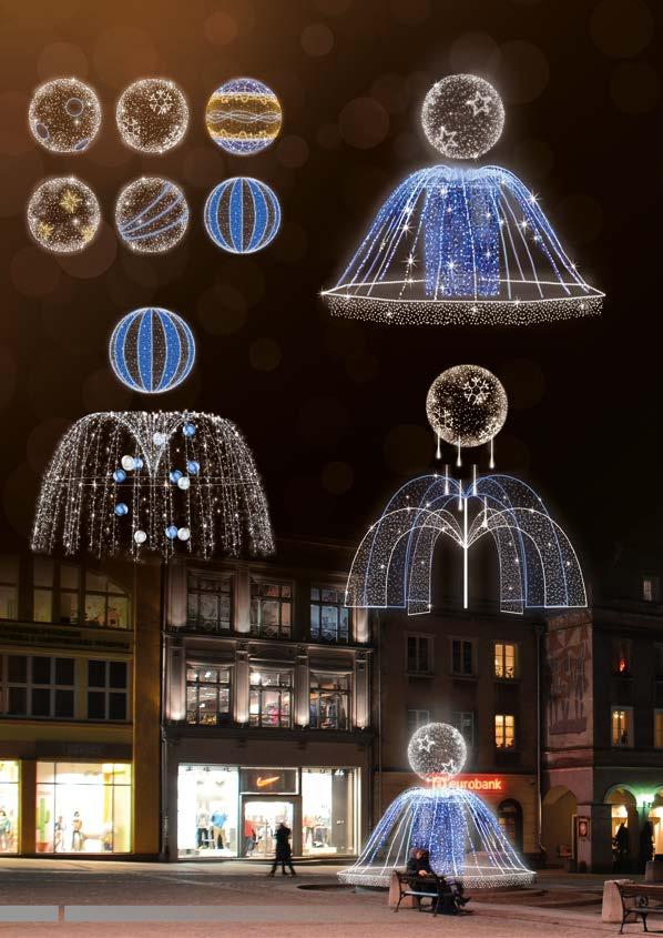 DEKORACJE 3D FONTANNY ILUMINACJE ŚWIETLNE POL-0931 250x300 cm LED375W Jako zwieńczenie fontanny niesamowity efekt wiszącej kuli. Do wyboru dekoracje z sekcji Kule 3D.