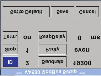 Setup ModBus Setup Ustawienia zapisywane są za pomocą pola Save. Set to Default pozwala na ponowne przywrócenie ustawień fabrycznych.