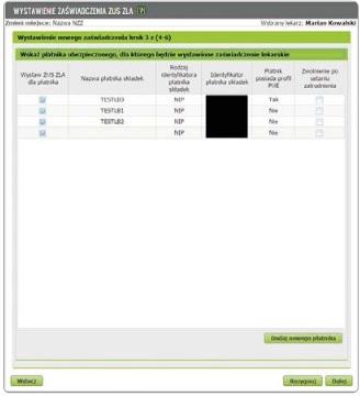 nie znajdzie danych, trzeba je uzupełnić. System podpowie także, czy płatnik ma profil na PUE ZUS, a tym samym, czy otrzyma elektronicznie wiadomość o wystawieniu e-zla i samo zwolnienie.