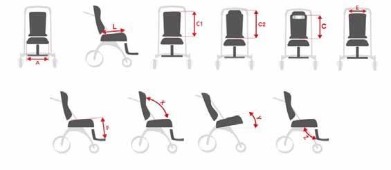 tabele pomiarowe Symbol Pomiar Jednostka Rozmiar 1 Rozmiar 1a Rozmiar 2 Rozmiar 2a Rozmiar 3 A Szerokość siedziska [cm] 31 31 37 37 43 L Głębokość siedziska [cm] 22-29 29-37 29-37 35-45 35-45 C