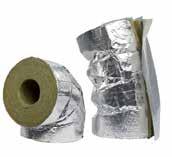 PAROC OTULINY ZASTOSOWANIE Gotowe elementy z wełny skalnej, służące do izolacji kolan rurociągów, pokryte zbrojoną folią aluminiową z zakładką samoprzylepną.