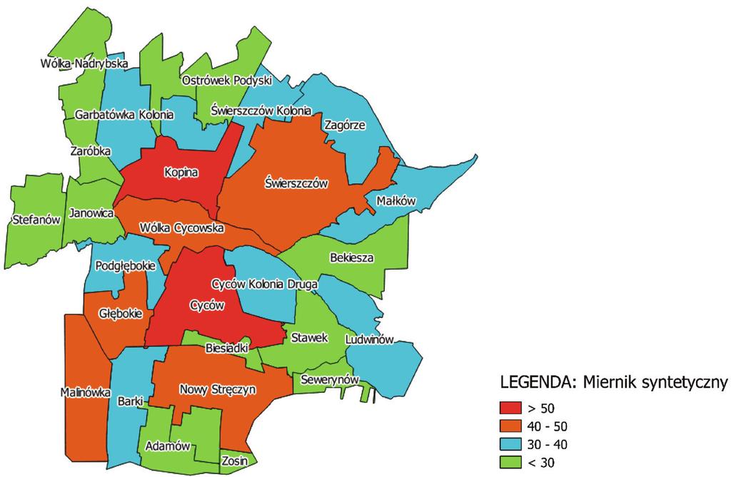 Żanna Król, Przemysław Leń Rysunek 3. Przestrzenny obraz pilności przeprowadzania prac scalenia gruntów Figure 3.