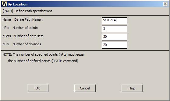 podział na dwa elementy o równej dłgości Preprocessor>Meshing>Size Ctrls>Manal Size>ines>Picked lines> Ustal podział linii pionowych na : NDIV Apply Ustal podział linii skośnych na : NDIV O