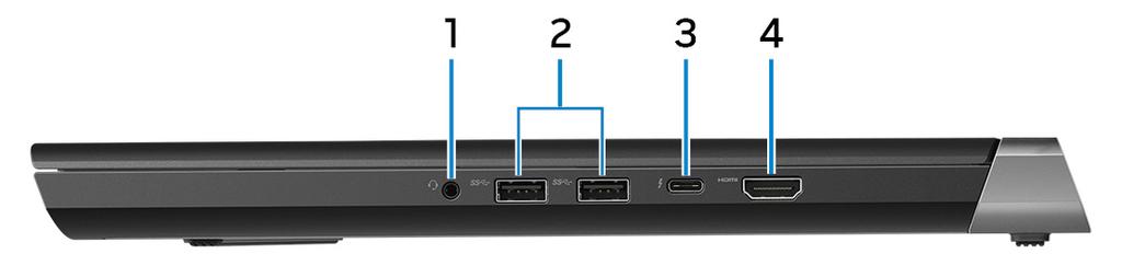 2 Złącze zasilacza Umożliwia podłączenie zasilacza w celu zasilania komputera i ładowania akumulatora.