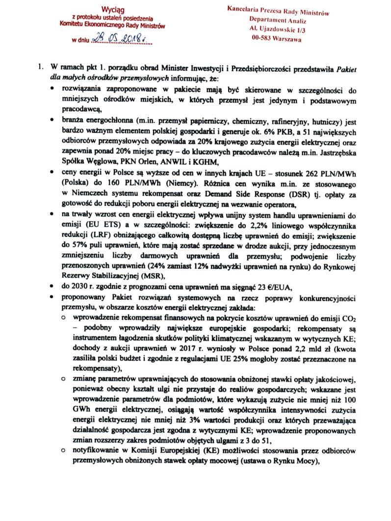 Protokół z ustaleń