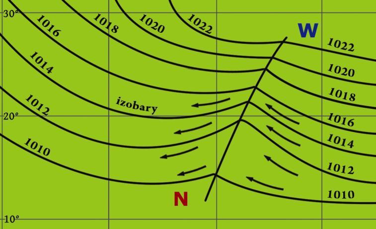Fale wschodnie średnia wysokość izotermy 0 C = około 16.000 17.000 ft (4.800 5.200 m), izoterma -40 C zwykle na wysokości około 35.