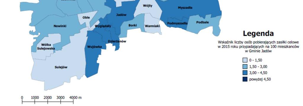 Liczba osób pobierających zasiłki celowe Analizując zjawiska kryzysowe występujące w Gminie Jadów w sferze społecznej, wzięto pod uwagę także liczbę osób pobierających zasiłki celowe.