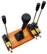 sterowniczego z kabiny ciągnika wyposażonego w dźwignię i joystick.
