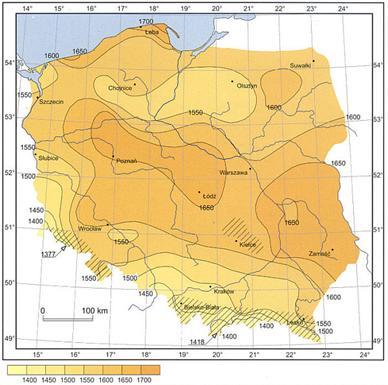 (2005) Atlas klimatu Polski, IMGW Planując inwestycje w technologie energii słonecznej należy pamiętać, że nasłonecznienie