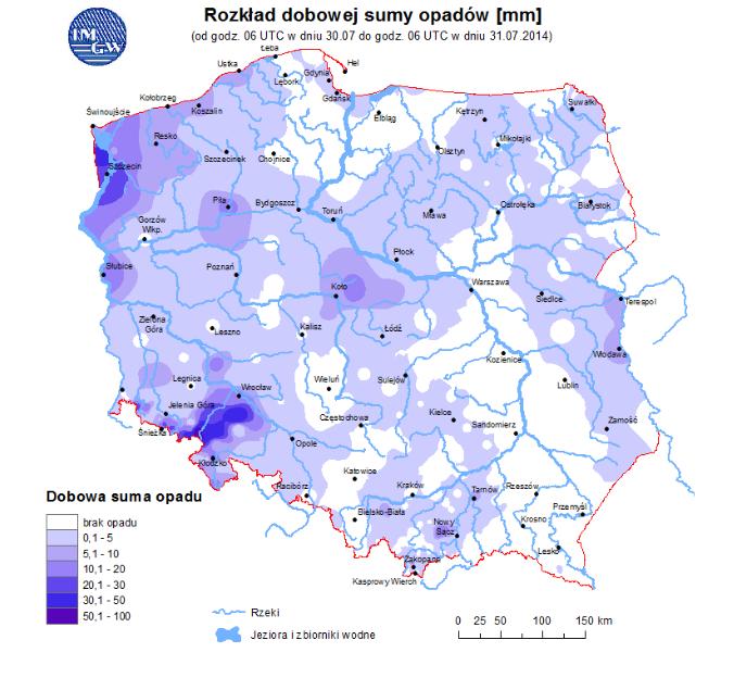 Stan wody na głównych rzekach