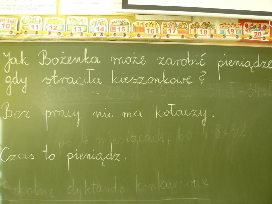 Gdy dorosnę, będę zbierać pieniądze na skarbonki. Na zajęciach poruszyliśmy też te tematy.