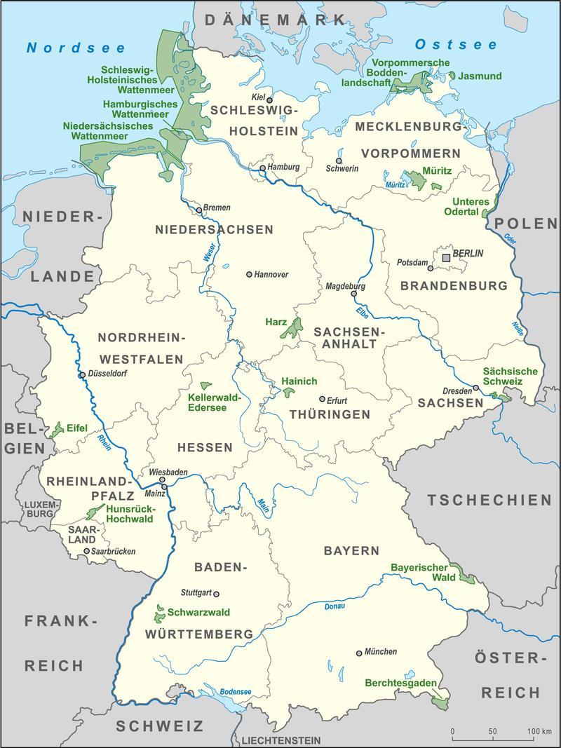 Niemieckie parki narodowe (stan: lipiec 2016) Park narodowy Rok Powierzchnia [ha] Bayerischer Wald (BY) 1970 24.217 Berchtesgaden (BY) 1978 20.