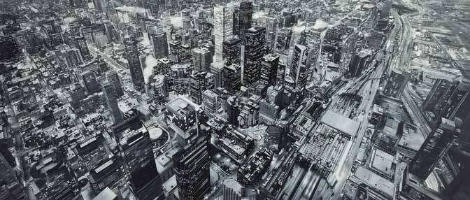 Metaobraz widoczny po oświetleniu światłem UV-A 23 MAREK PĘKACZ (ur. 1985) Psycho city (metaobraz), 2016 r.