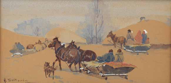 góralska akwarela, papier, 15,5 23 cm, sygn. p.d.: J.P.
