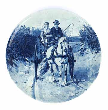 16 cm cena wywoławcza: 350 zł 182 Kufel Niemcy, Grimscheid (?), XIX/XX w. fajans, pokrywa cynowa, wys. 25 cm, poj.