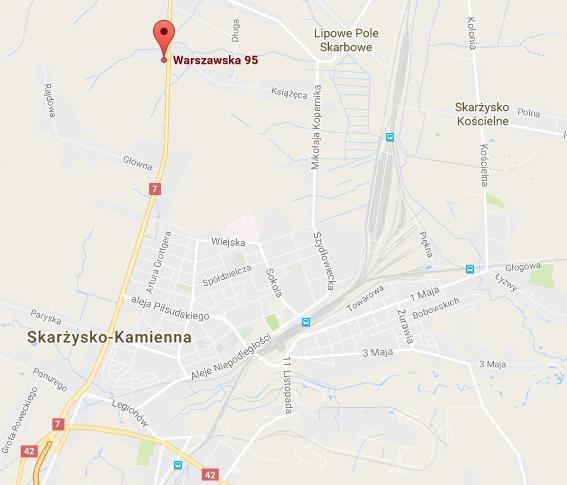 Warszawska 95, działka Nr 6997 o powierzchni 0,2052 ha, zabudowana, objęta KW KI1R/00021582/8 prowadzoną przez
