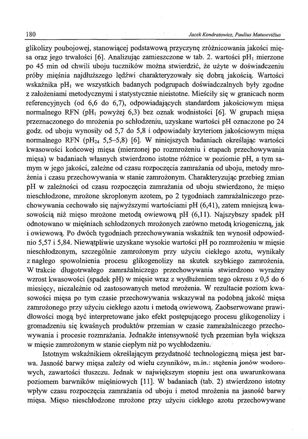 180 Jacek Kndratwicz, Paulius Matusevicius gliklizy pubjwej, stanwiącej pdstawwą przyczynę zróżnicwania jakści mięsa raz jeg trwałści [6]. Analizując zamieszczne w tab. 2.