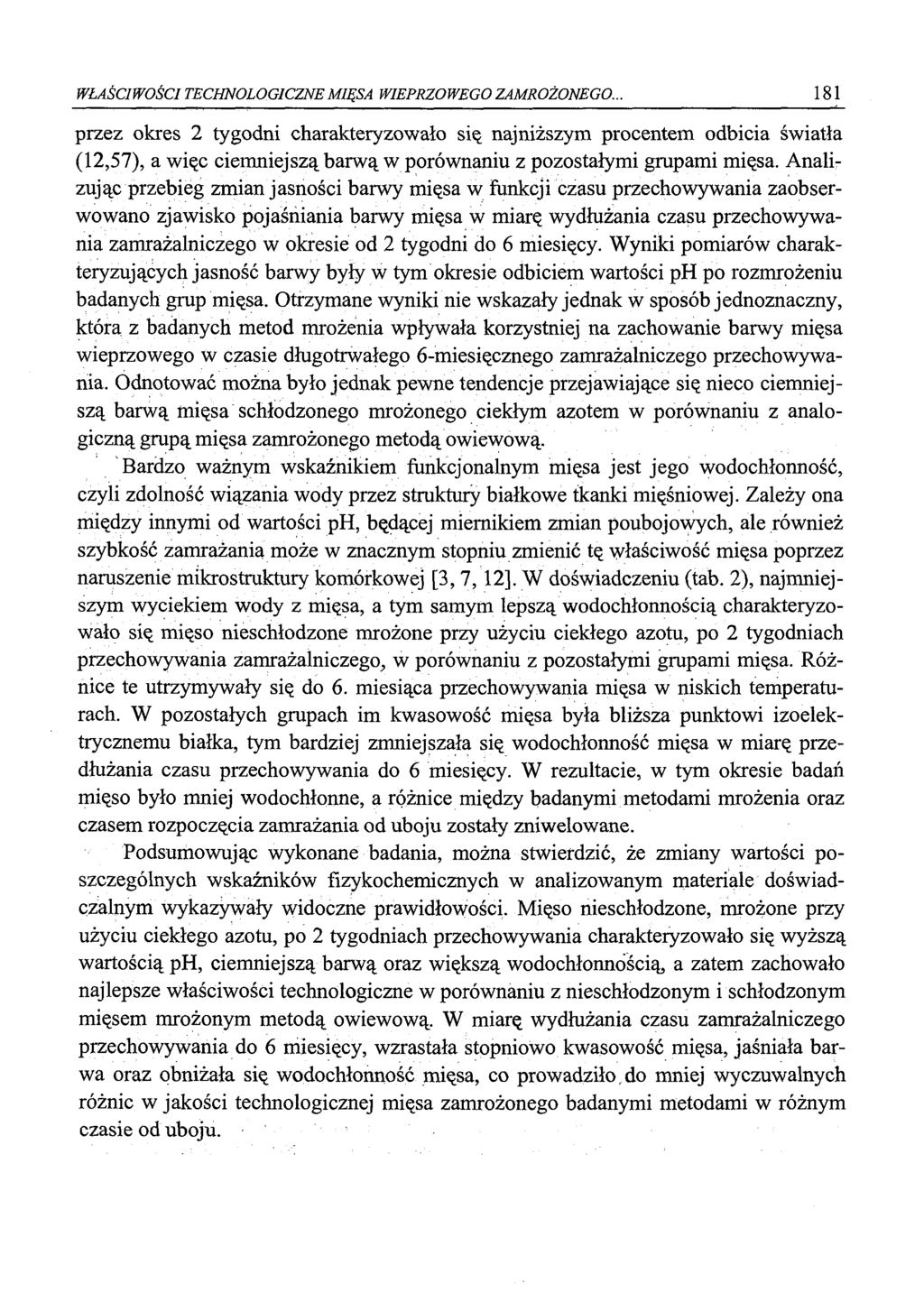 WŁAŚCIWOŚCI TECHNOLOGICZNE MIĘSA WIEPRZOWEGO ZAMROŻONEGO.