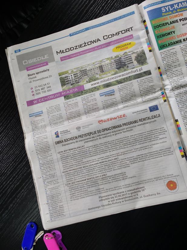 Fotografia 6. Artykuł o rewitalizacji skierowany do mieszkańców - informacja i zaproszenie na spotkanie. Źródło: materiały własne gminy. Konsultacje społeczne odbyły się na etapie opracowywania PR.