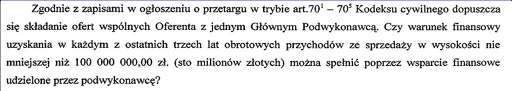 swojej wiedzy i doświadczenia na potrzeby spełnienia warunków wskazanych w Ogłoszeniu do przetargu i zobowiązujący się do pełnienia roli Głównego Podwykonawcy na potrzeby