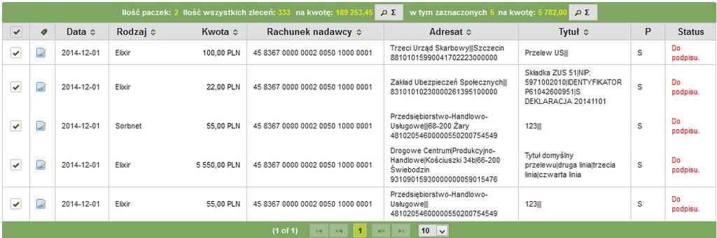 pierwszej kolumnie tabeli.