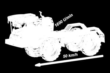 Prędkość: 40 km/h (Opcyjnie 50 km/h) Prześwit: 1100 mm Ogumienie: 380/90 R50 VF Rozstaw kół: 1800-2250 mm Skrętna Oś: Przednia oś skrętna (Opcyjnie obie osie skrętne) Długość: 7950 mm Szerokość: 2550