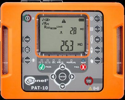 Mierniki bezpieczeństwa sprzętu elektrycznego SONEL PAT-10 / PAT-2E / PAT-2 indeks: WMPLPAT10 / WMPLPAT2E / WMPLPAT2 Charakterystyka Innowacyjne połączenie małych gabarytów (i związanej z tym pełnej