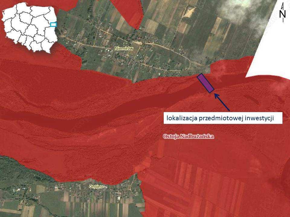 3.2. Ostoja Nadbużańska w zakresie Niemirowa i Gnojna, Rys: Położenie planowanej inwestycji na tle obszaru Natura 2000 Ostoja Nadbużańska PLH140011 Źródło: Inwentaryzacja