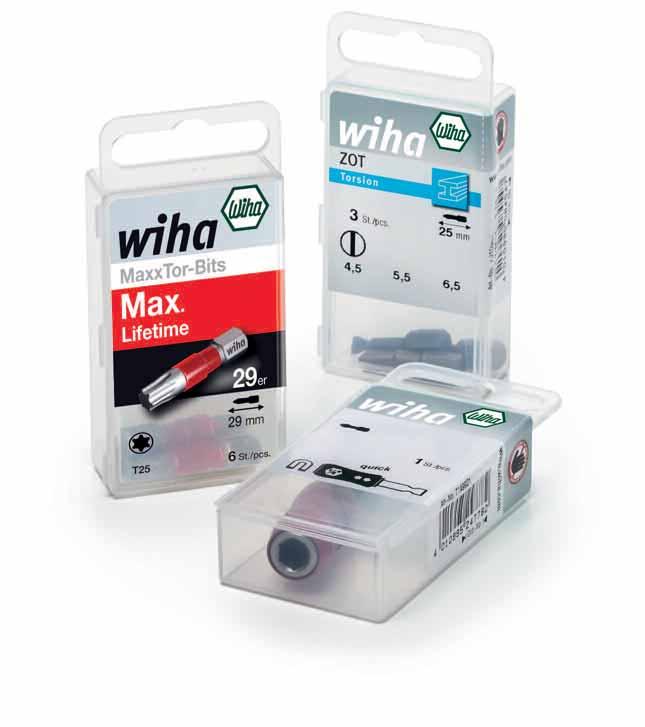 Wiha na potrzeby rzemiosła Bity w kasetce do wielokrotnego użytku Ekspozytory sprzedaży firmy Wiha Dostosowane do aktualnych promocji Wiha Program bitów w SB (w opakowaniach).