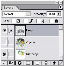 14 Lekcja 9 1 Wybierz File Open i otwórz plik Logo2.psd z folderu z bieżącą lekcją. Otwarty obrazek zawiera dwie warstwy, które prezentują różne style tła.