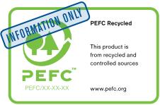 B.2. ETYKIETA PRODUKT CERTYFIKOWANY PRZEZ PEFC I POCHODZĄCY Z RECYKLINGU (NA PRODUKCIE) STANDARDOWA ETYKIETA Standardowa etykieta składa się z deklaracji Ten produkt pochodzi z recyklingu i