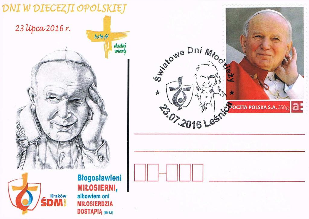 Obok logo portret Jana Pawła II.