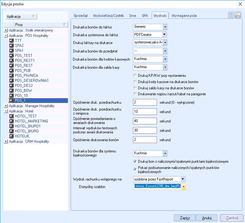 Ustawiamy parametry Wydruk rachunku wstępnego na i