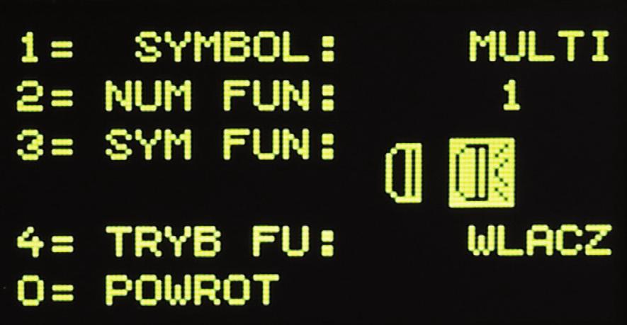 Poniższy przykład obrazuje przypisanie funkcji F1 indywidualnego symbolu i typu stałego: Klawiszami [ ] lub [ ] wybrać jedną z dwóch możliwości i zatwierdzić klawiszem [ ].