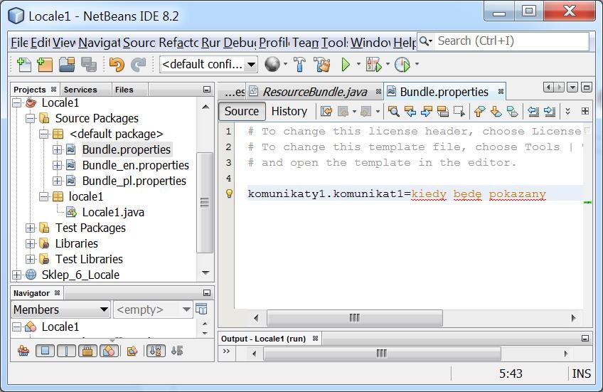 Przykład 1 cd Dodawanie do programu pliku typu properties do