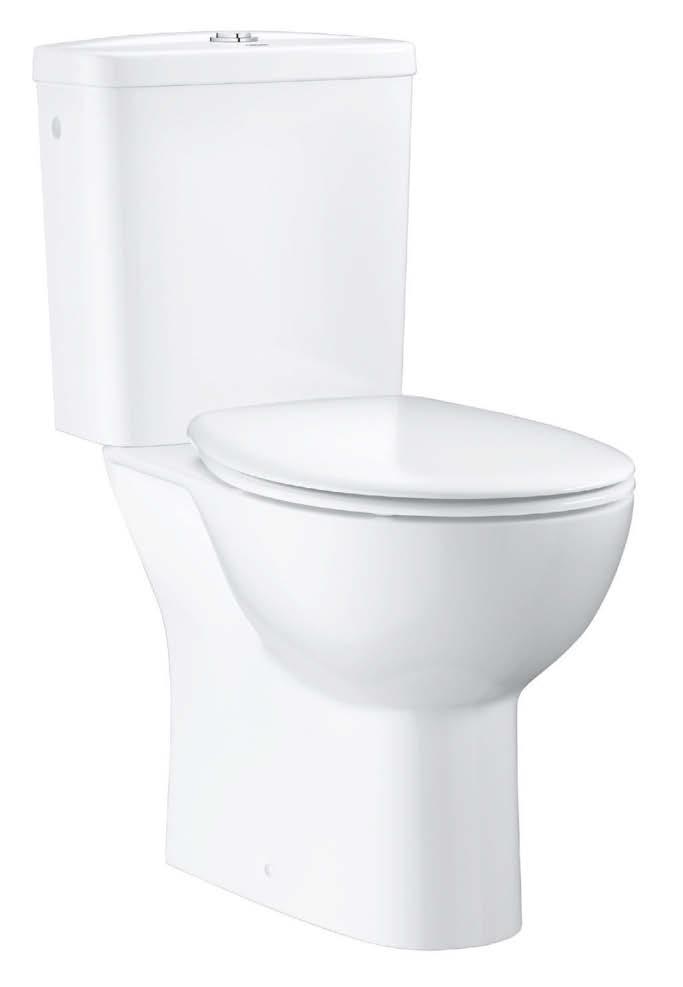 BAU CERAMIC 39 346 000 Kompaktowa toaleta: Miska WC, bez kołnierza, odpływ pionowy (39 429 000) Zbiornik spłukujący z bocznym