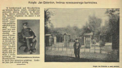 Ksiądz Jan Dzierżon, twórca nowoczesnego bartnictwa [w:] Świat. Pismo tygodniowe ilustrowane. R. 1, nr 47 Warszawa Kraków 24.11.1906. (ze zbiorów Stanisława Szynkowskiego) ramek.