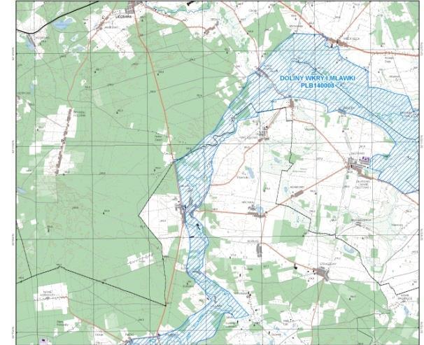 1.8. OBSZAR NATURA 2000 DOLINY WKRY I MŁAWKI 12 Obszar Natura 2000 PLB140008 Doliny Wkry i Mławki posiada obszar 28 751.5 ha.