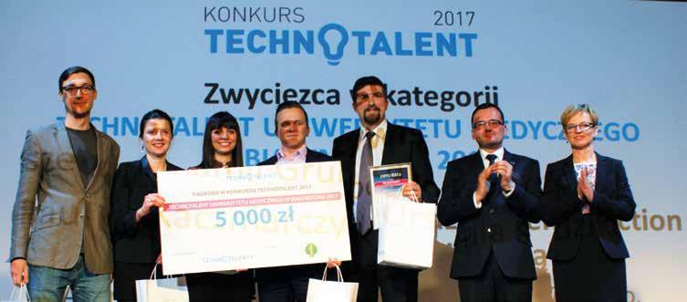 A K T U A L N O Ś C I Zwycięzcy konkursu Technotalent UMB, dr Andrzej Eljaszewicz (3 z prawej) wraz z zespołem.