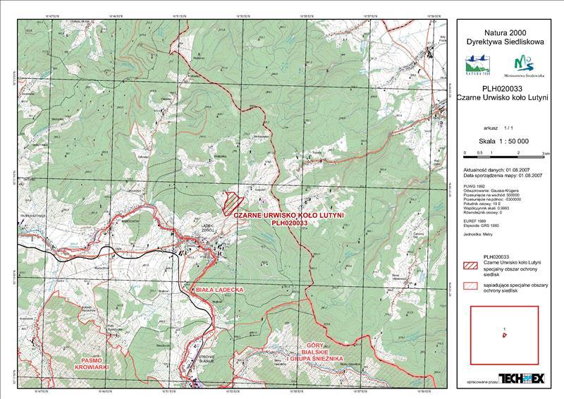 Dziennik Urzędowy Województwa Dolnośląskiego 4 Poz. 5015 Mapa obszaru Natura Czarne Urwisko koło Lutyni PLH020033.