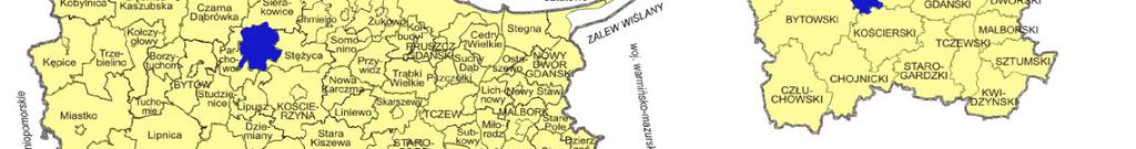 Powiatu Kartuskiego, nad rzeką Słupią.