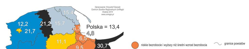 2.2.3.1 Poziom bezrobocia Problem bezrobocia dotyka w znacznym stopniu cały rejon Powiatu Kartuskiego.
