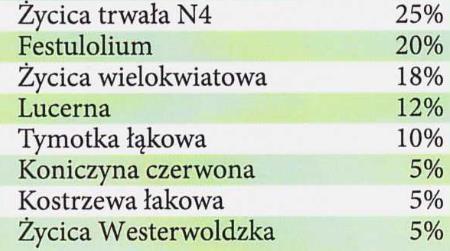 N-KP5 z festulolium, lucerną i koniczyną czerwoną Przygotowana pod potrzeby gospodarstw prowadzących intensywną hodowlę krów mlecznych.