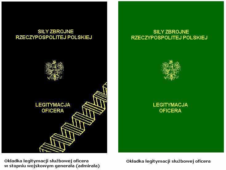 Wzór nr 11 do 18 WZÓR LEGITYMACJI SŁUŻBOWEJ ŻOŁNIERZA ZAWODOWEGO Legitymacja służbowa żołnierza zawodowego posiada format 102 x 70 mm Składa się ze sztywnych okładek z tektury i 10 stron wykonanych z