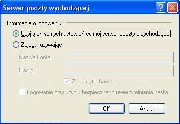 Częstym błędem jest zaznaczenie wyŝszego pola "Logowanie przy pomocy bezpiecznego uwierzytelniania". To pole powinno jednak pozostać niezaznaczone! 1. UWAGA!