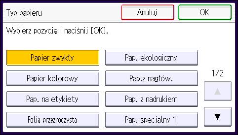 9. Uzupełnianie papieru i tonera 6. Naciśnij przycisk [Typ papieru: Taca ręczna]. 7. Wybierz [Typ papieru]. 8. Wybierz typ papieru. Aby załadować gruby papier, wybierz [Zwykły papier].