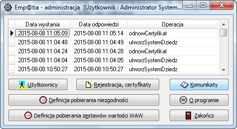 6. Archiwizacja komunikatów w programie Emp@tia-administracja W związku z faktem, iż wysyłanie zapytań na bazę centralną oraz odbieranie odpowiedzi z tejże bazy generuje bardzo dużą liczbę