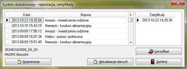 c) rejestracja systemu dziedzinowego i uzyskanie certyfikatu W celu zarejestrowania i uzyskania